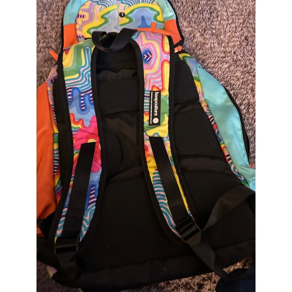 Hoop Culture Basketball Backpack Multi Color Trippy Drip Psychedelic Sports Bag